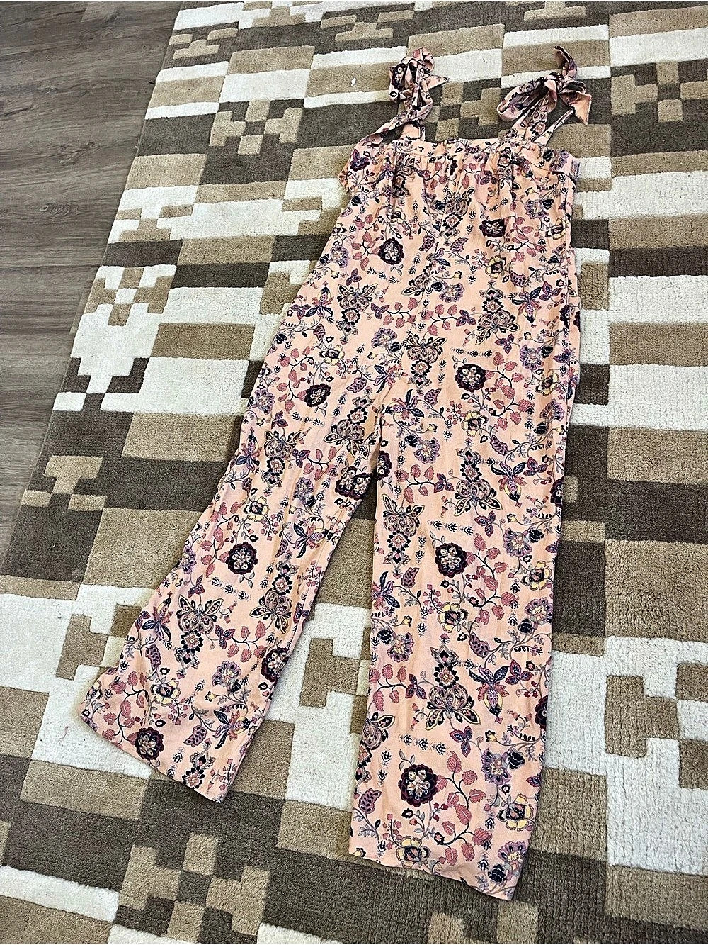 SANCA Floral Wide Leg Jumpsuit in Pink Size Large